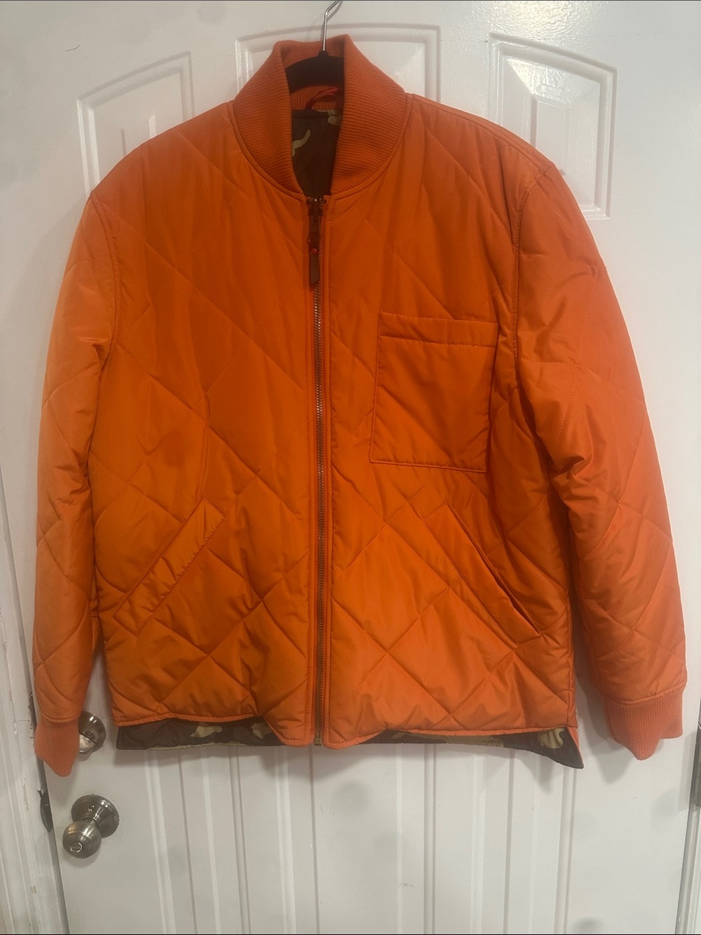 Robert Graham Reversible Orange/Camo Quilted Puffer Jacket
